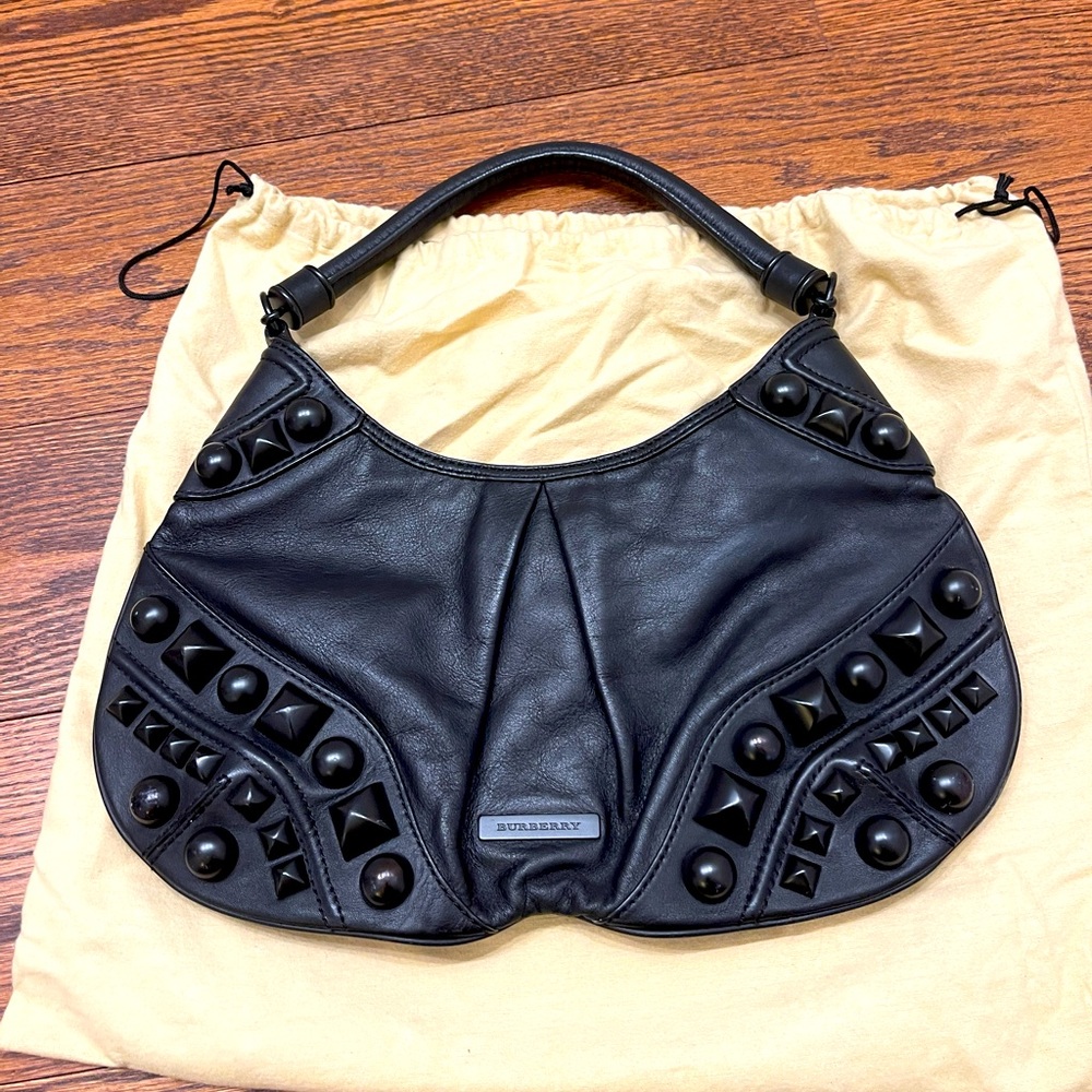 Burberry Black Leather Alverton Studded Bag